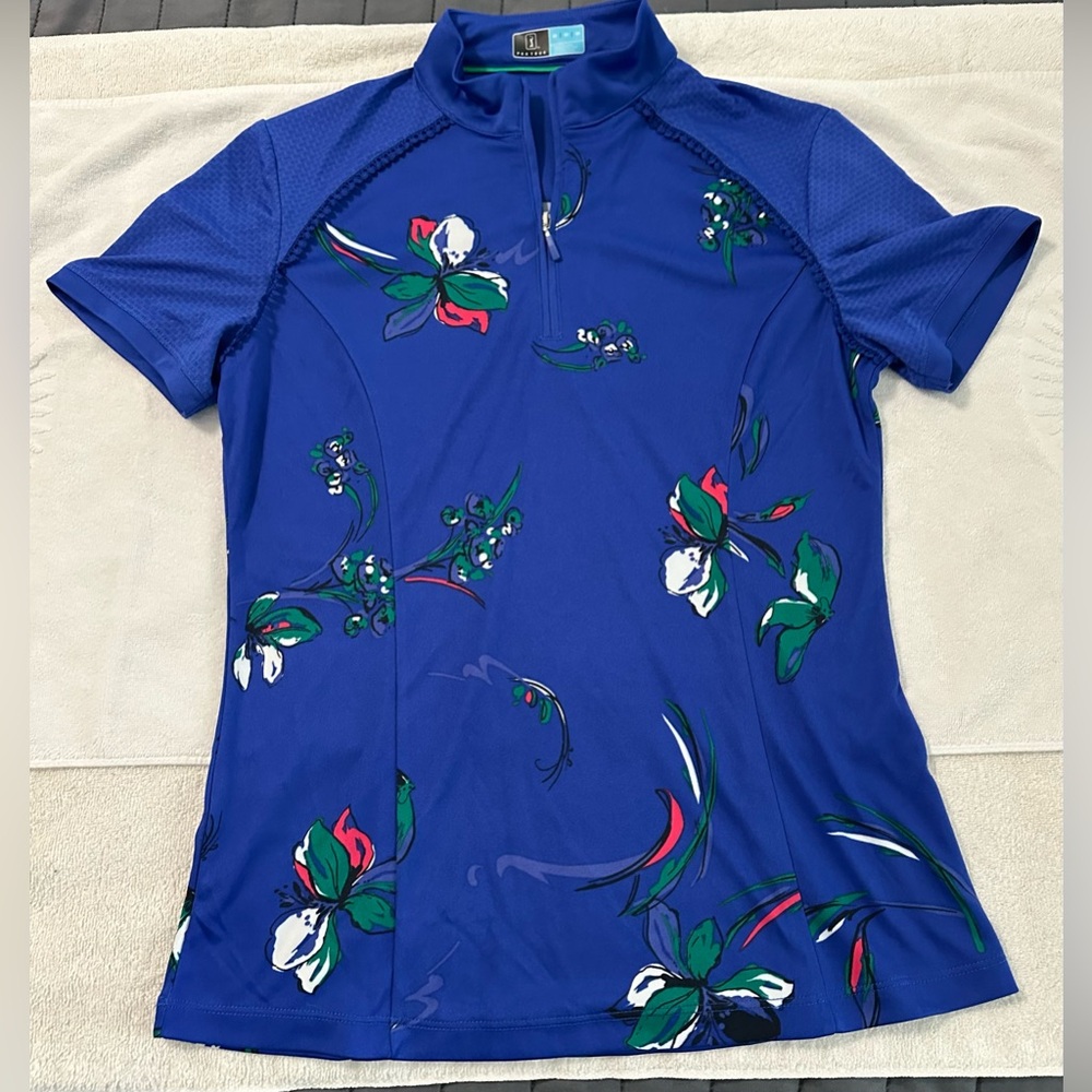 PGA Tour Women's Floral Print Polo Shirt  - Size Medium